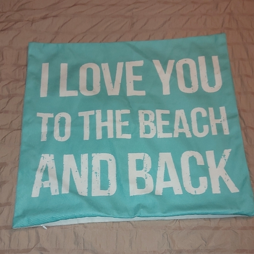 Coastal Love Turquoise Pillow Cover With Zipper